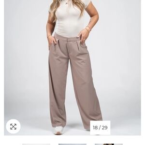 P'tula Tan Wide Leg Pants High-Waisted